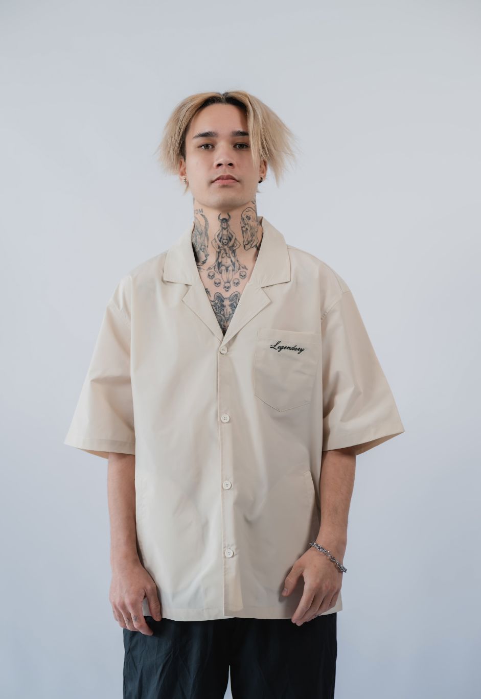 Nylon Signature Short Sleeved Shirt - Beige