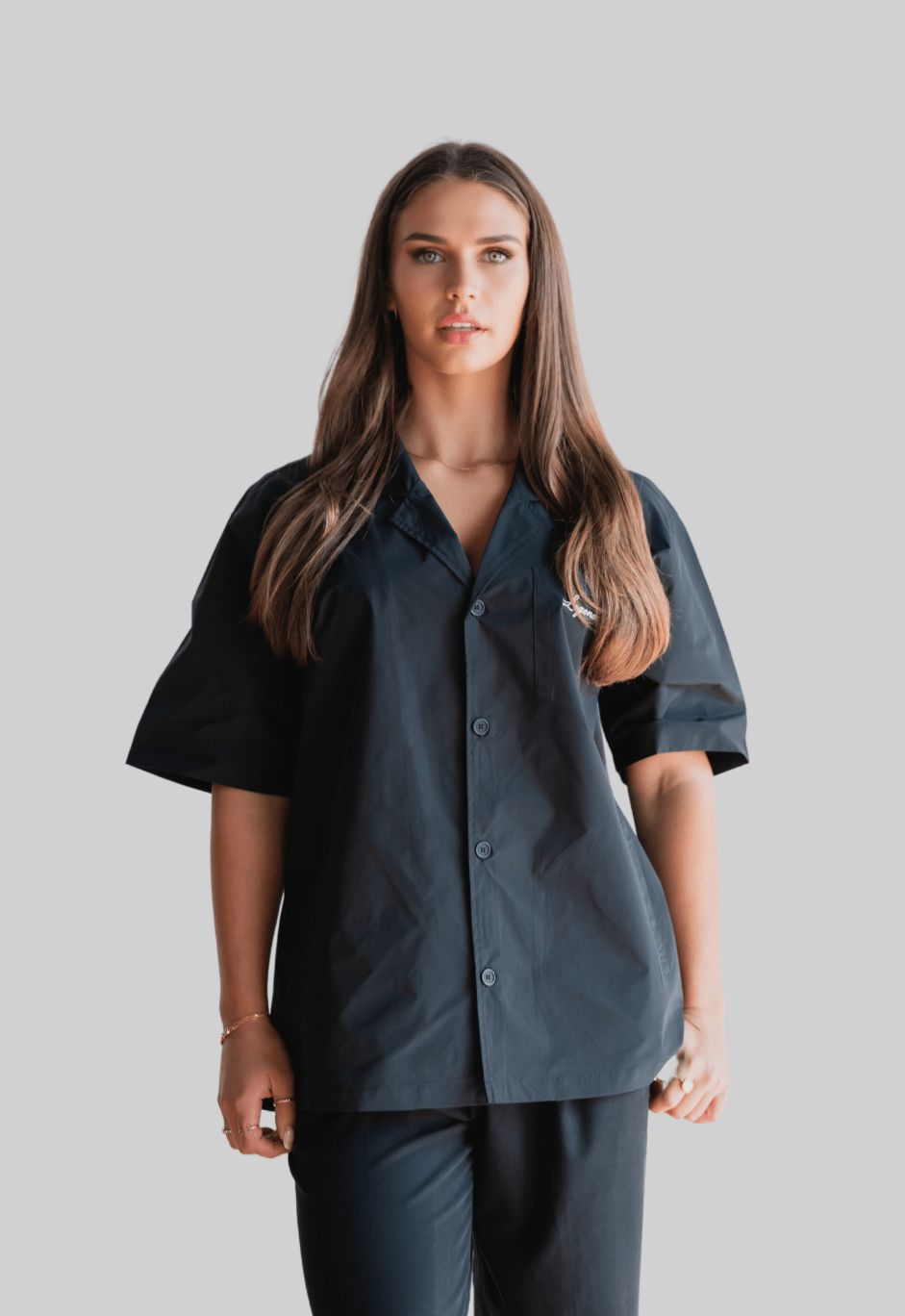 Nylon Signature Short Sleeved Shirt - Black