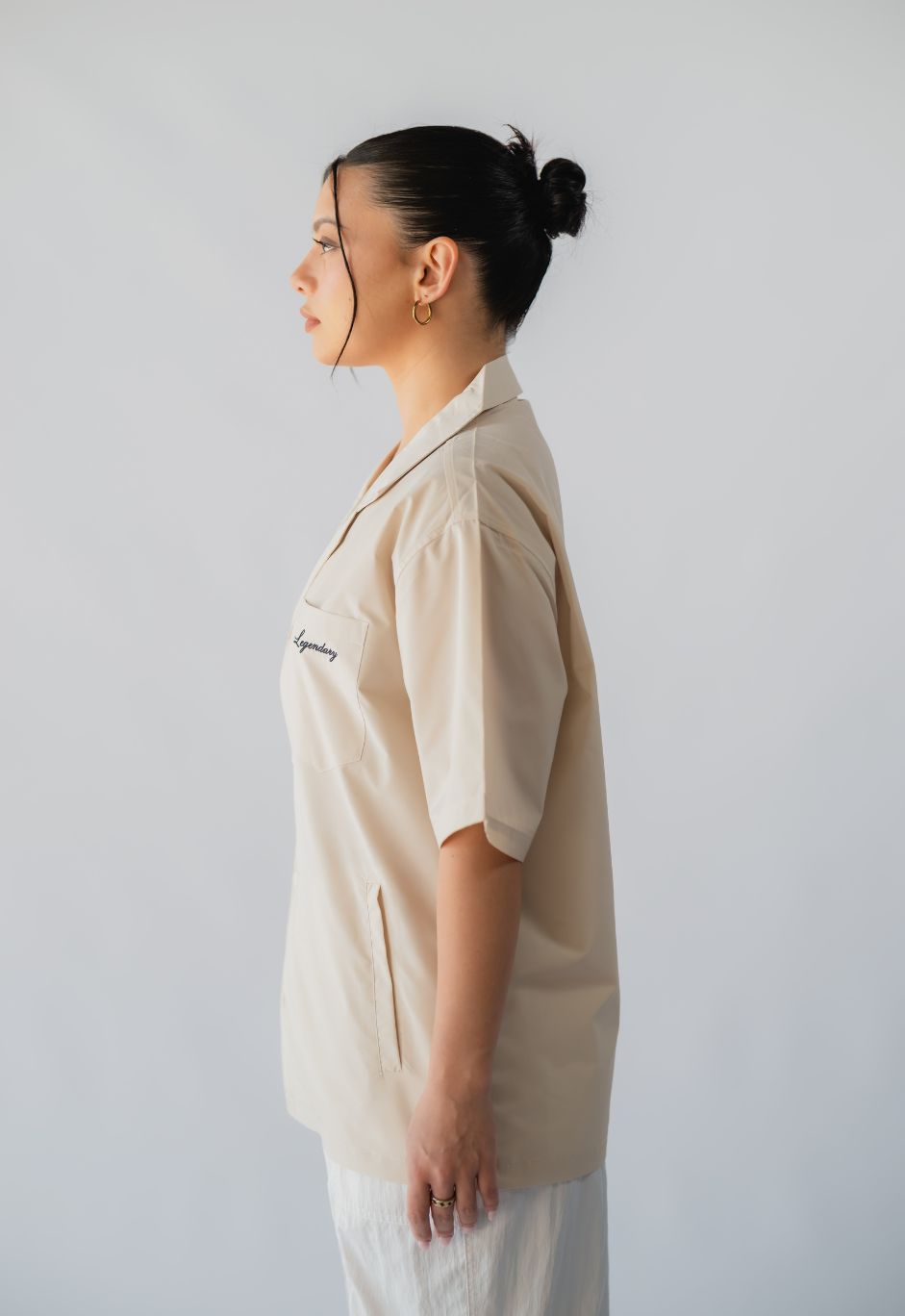 Nylon Signature Short Sleeved Shirt - Beige