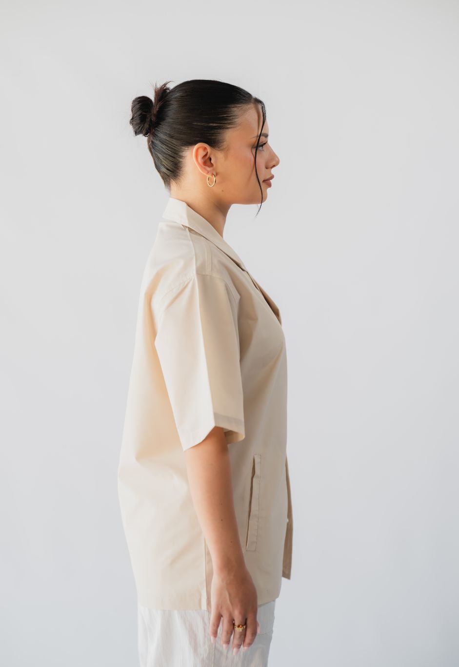 Nylon Signature Short Sleeved Shirt - Beige