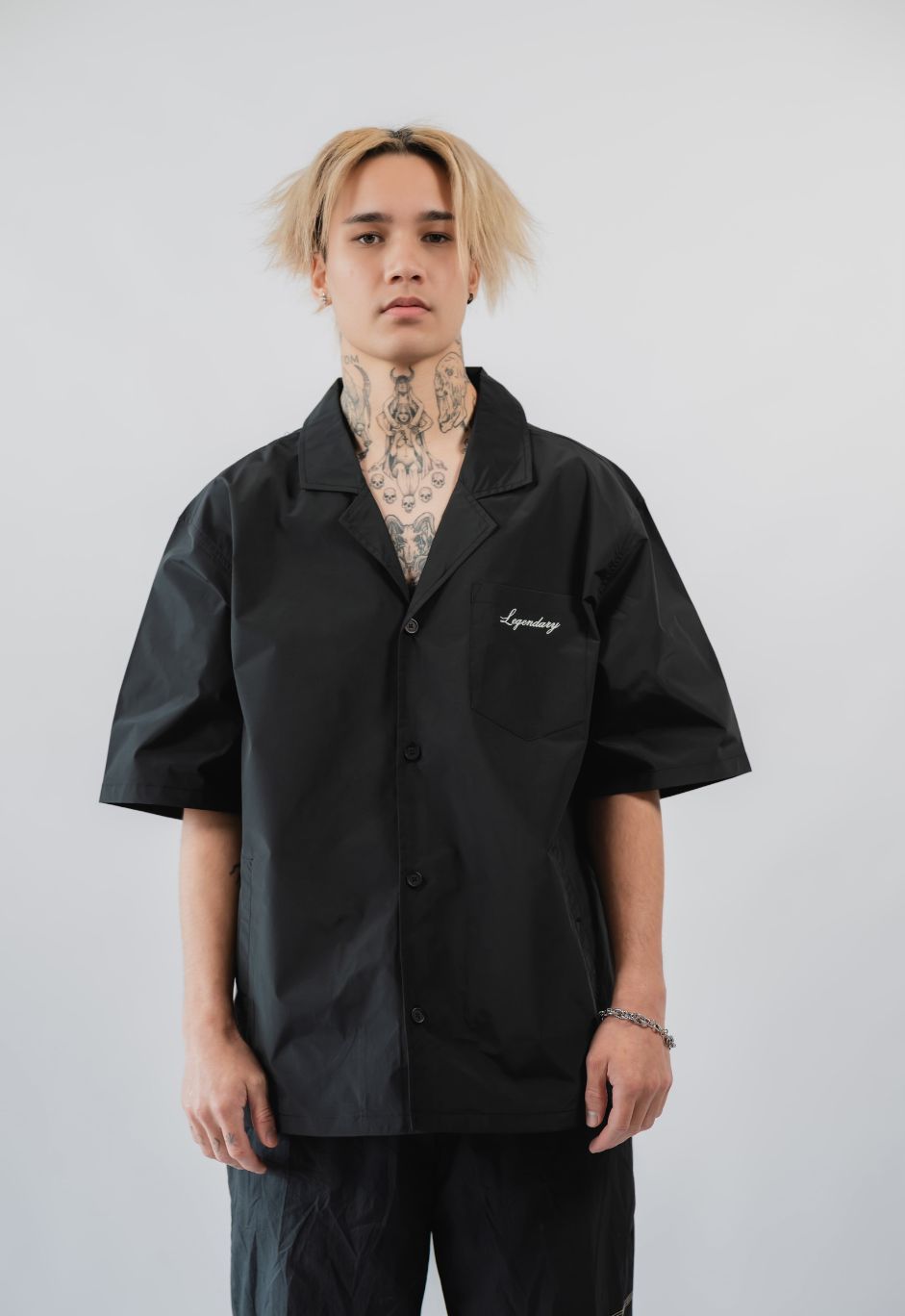 Nylon Signature Short Sleeved Shirt - Black